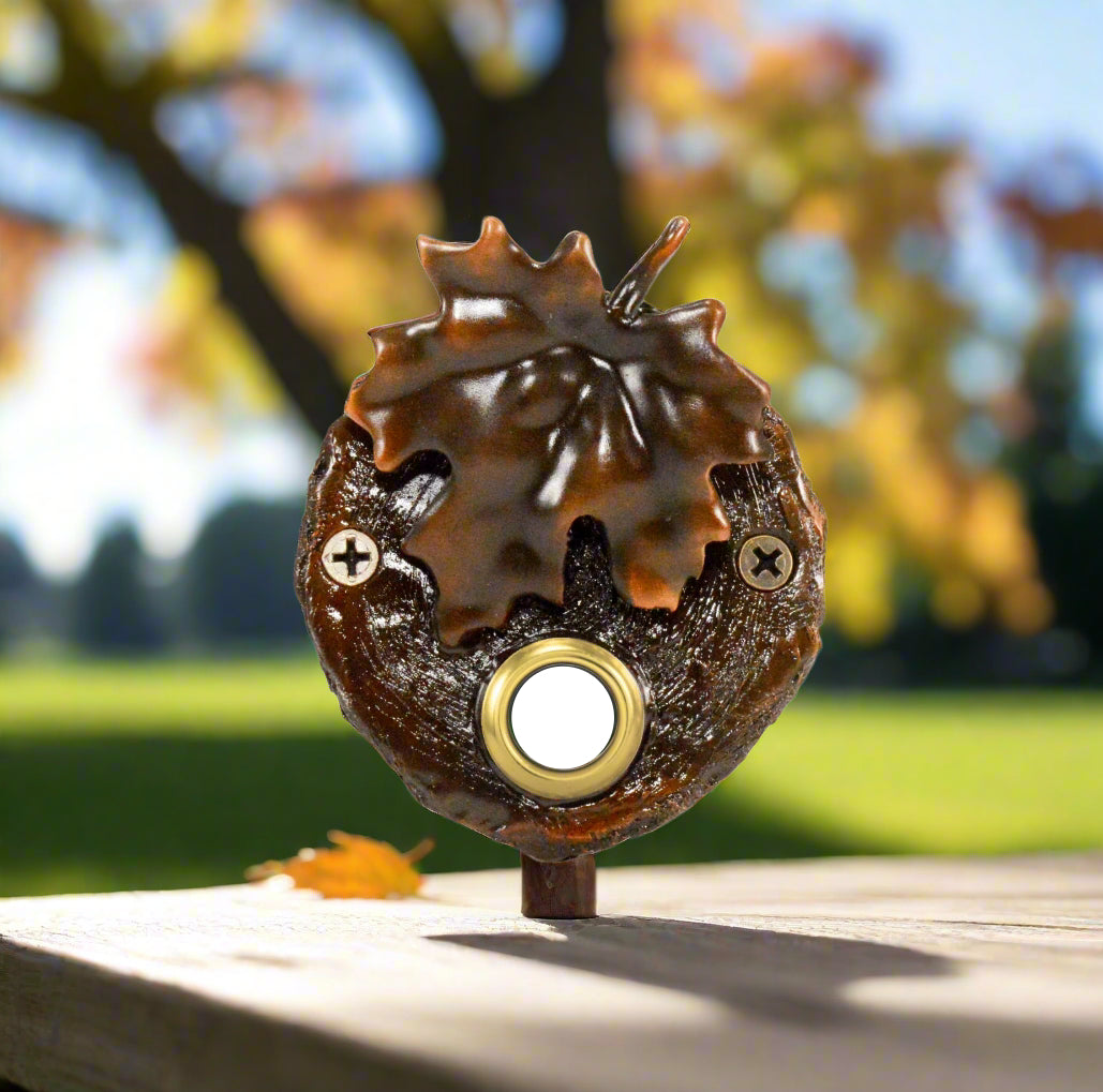 Log End Maple Leaf Doorbell