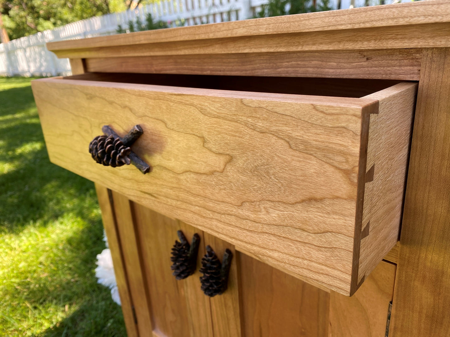 Y-Branch Spruce Cone Drawer Pull / Cabinet Knob on dresser