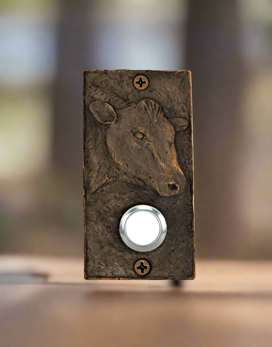 Rectangular Bronze Cow Doorbell