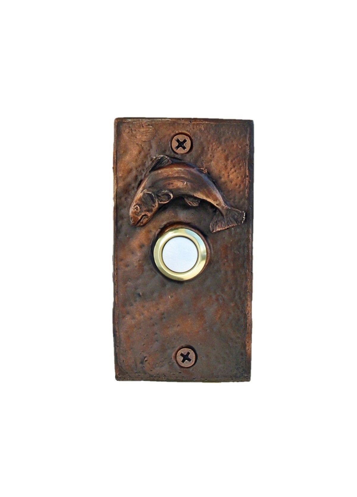 Rustic Bronze Trout Doorbell - Rectangle shape