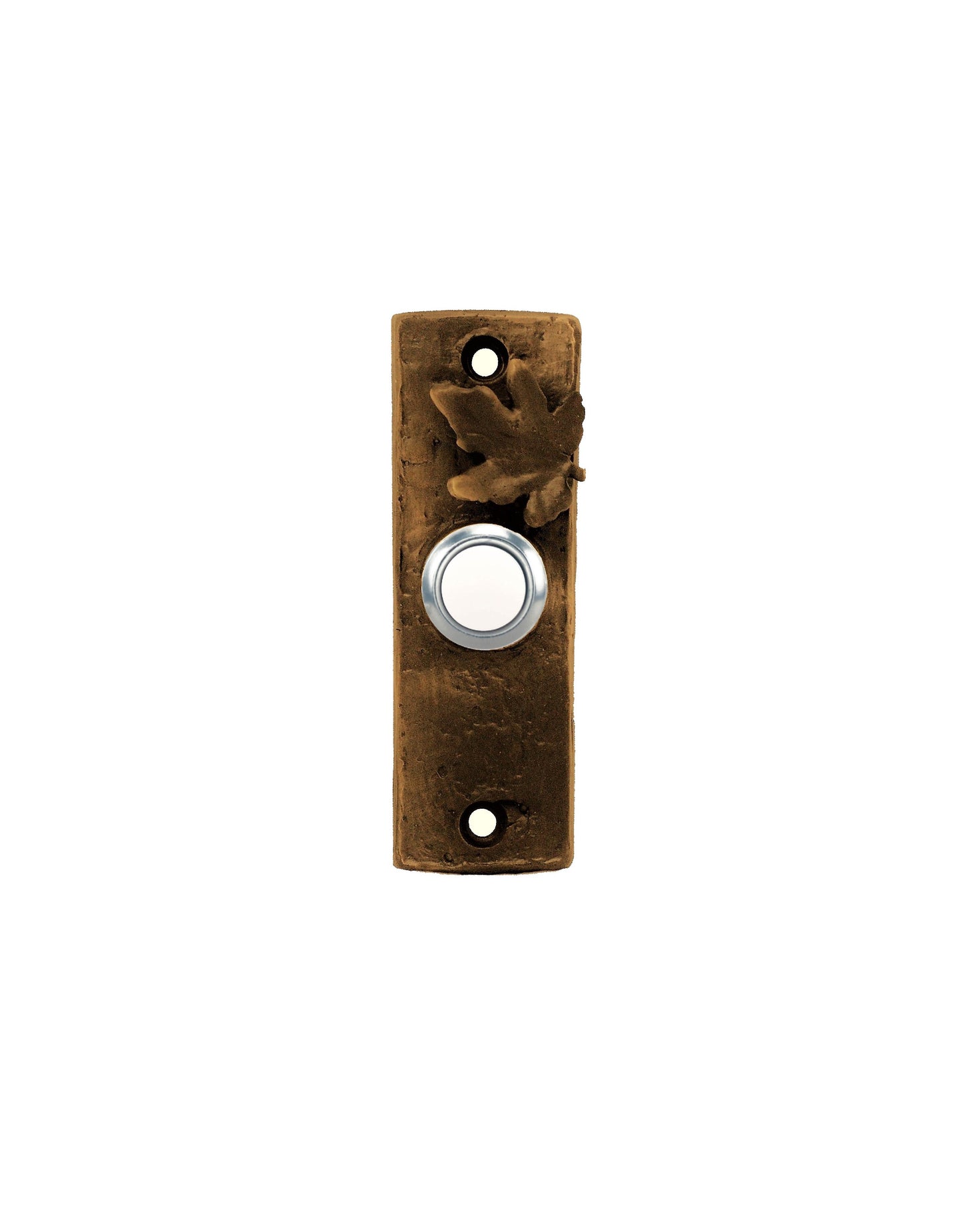 Slim bronze doorbell - maple leaf adornment