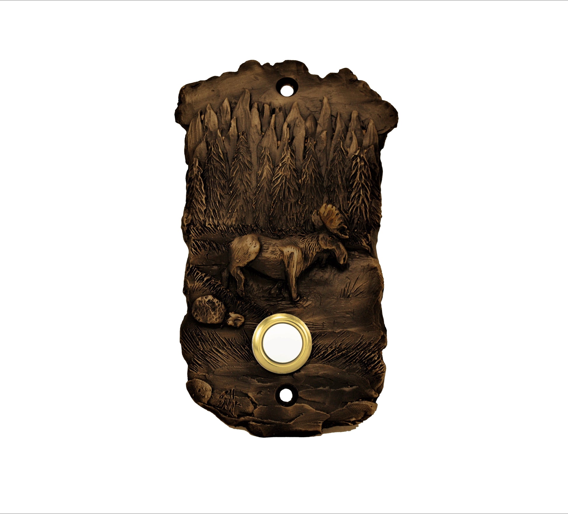 Scenic moose bronze doorbell