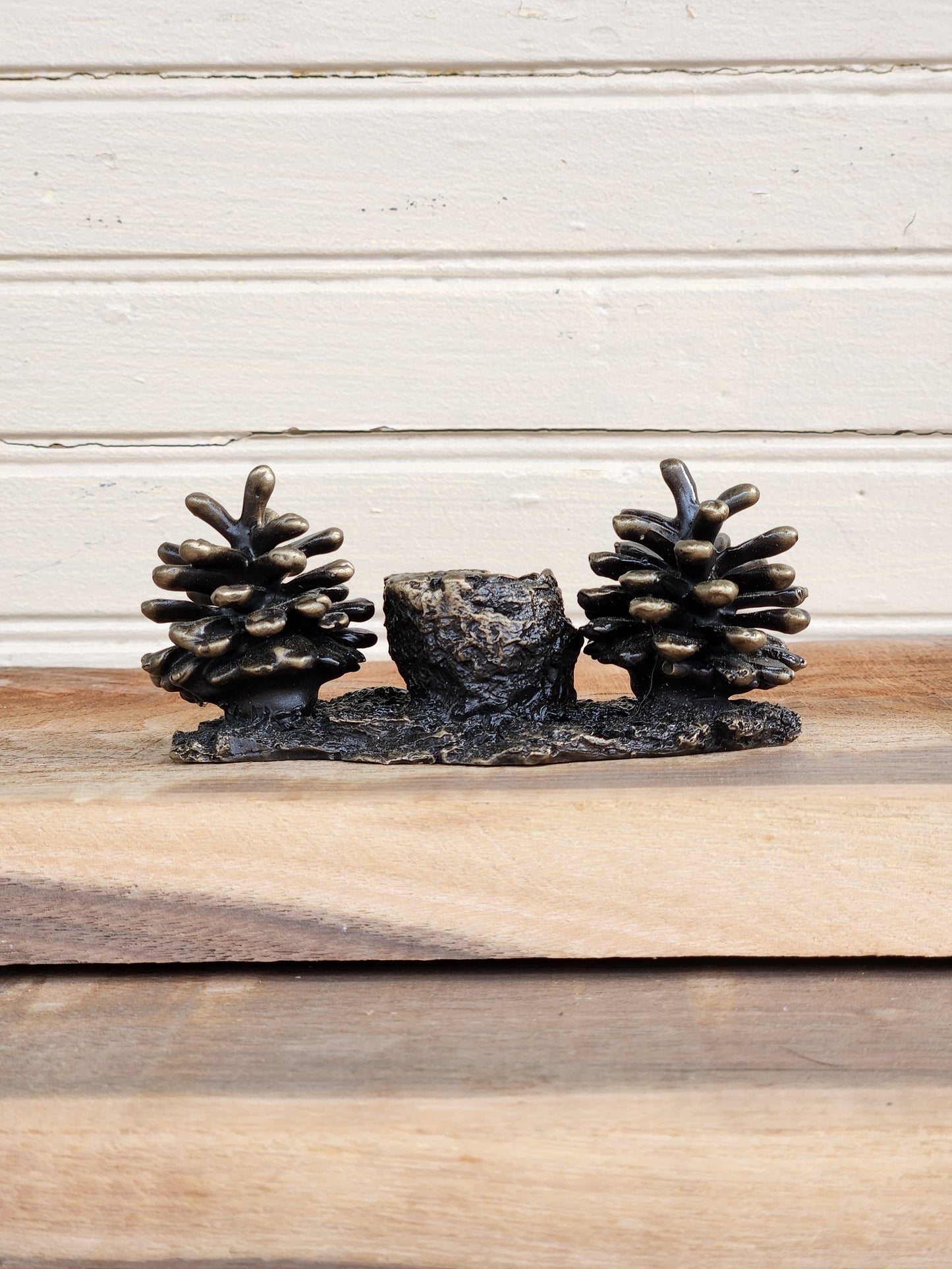 Candle Holder-Taper w/2 Lodgepole Cones