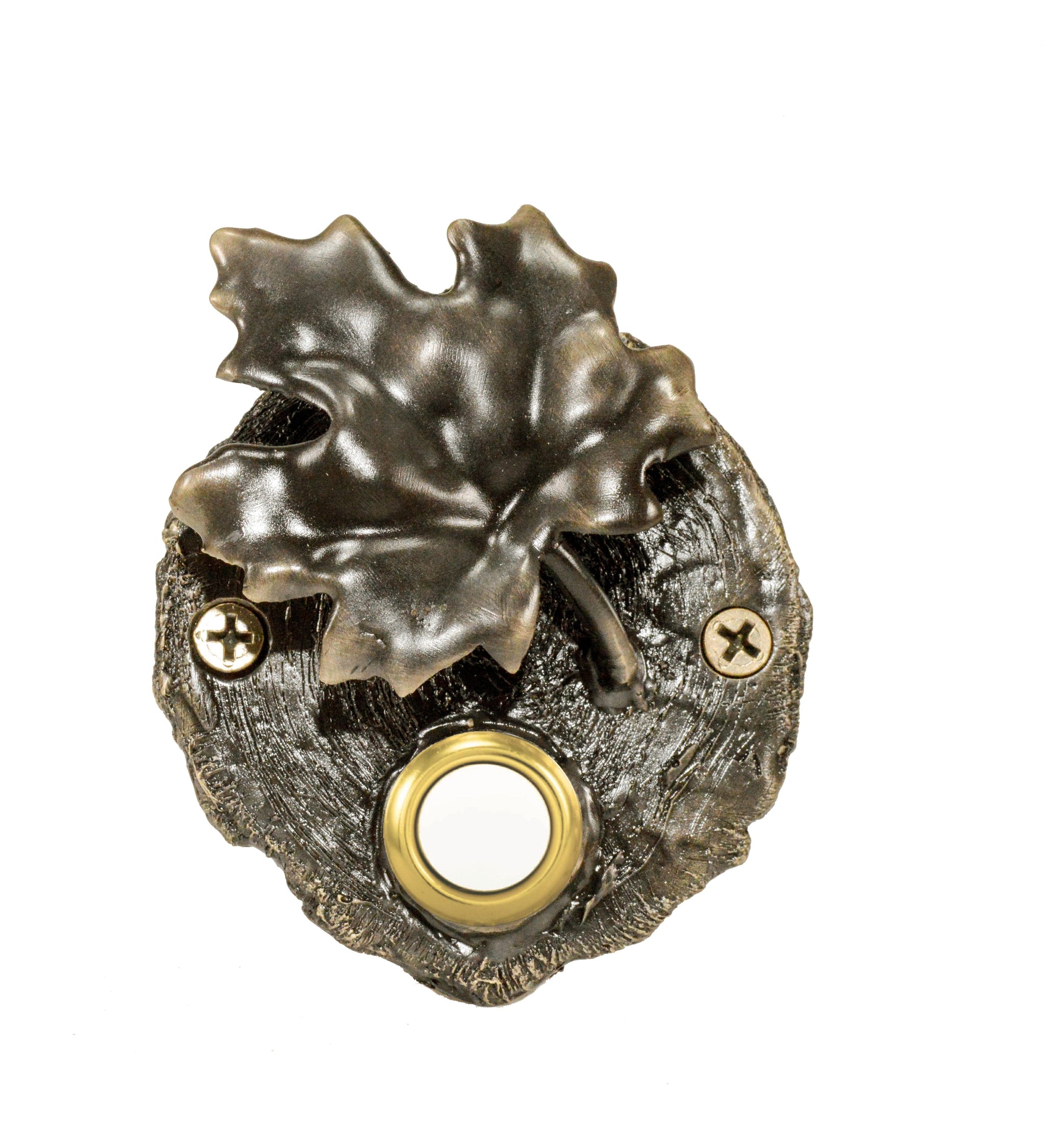 Log End Maple Leaf Doorbell | Rustic Doorbell – Timber Bronze