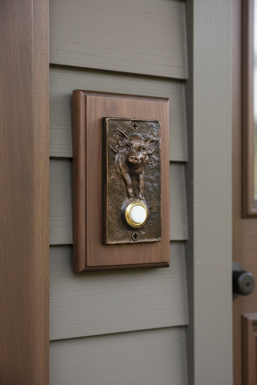 Bronze Rectangle Pig Doorbell