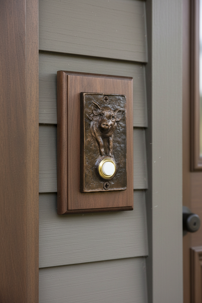 Bronze Rectangle Pig Doorbell