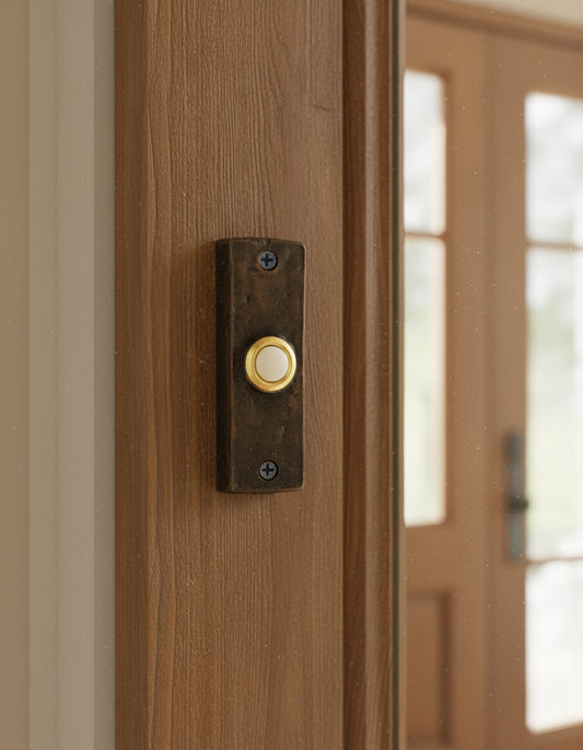 Slim rectangle bronze doorbell