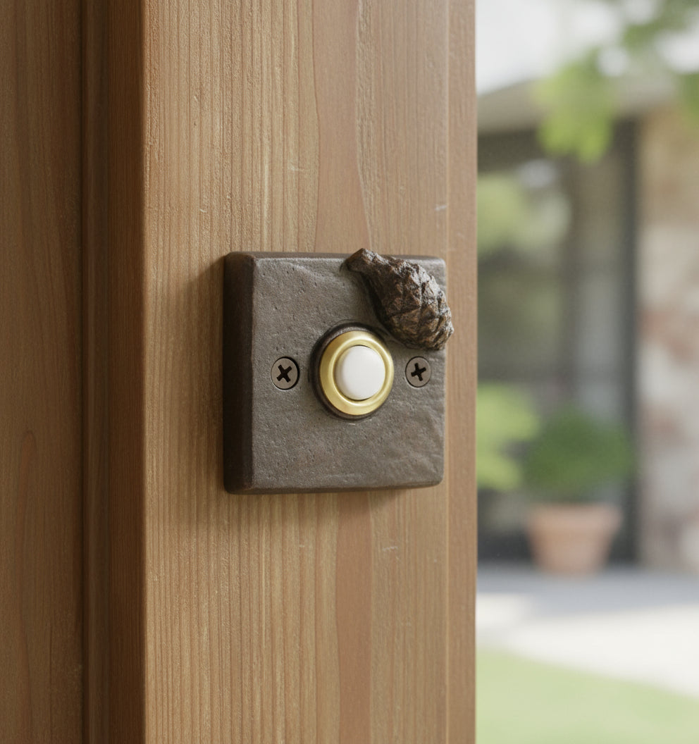 square bronze doorbell