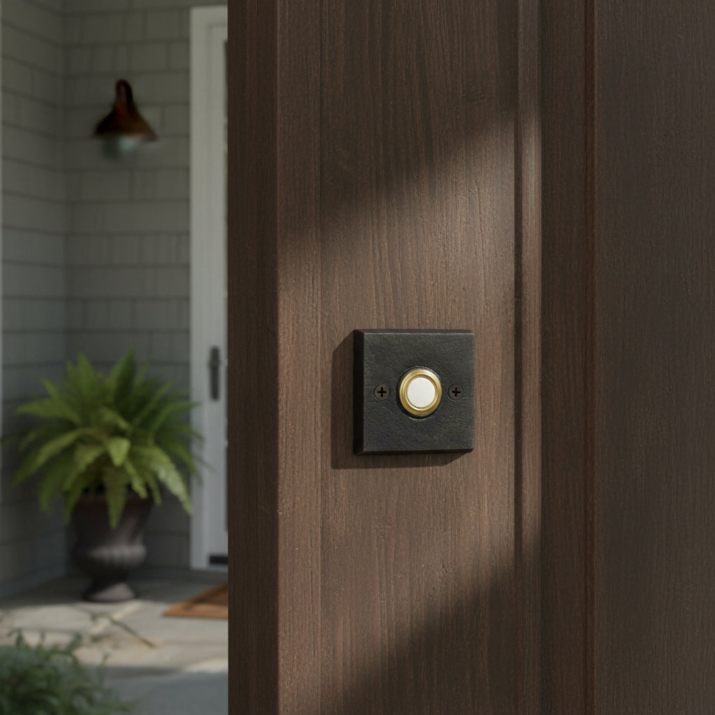 square bronze doorbell