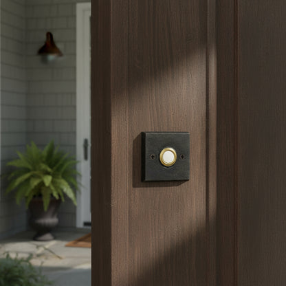 square bronze doorbell