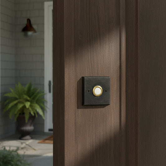 square bronze doorbell