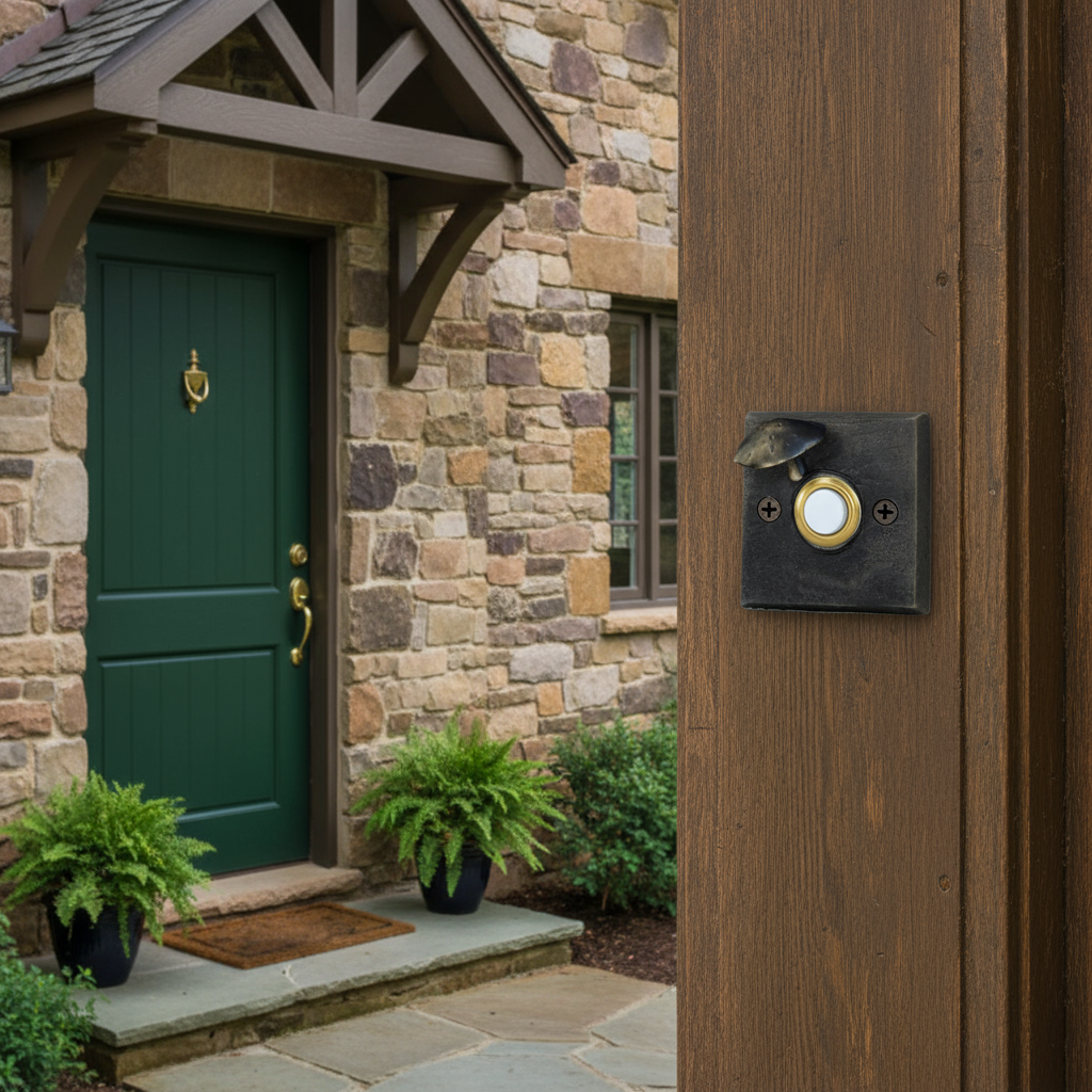 square bronze doorbell