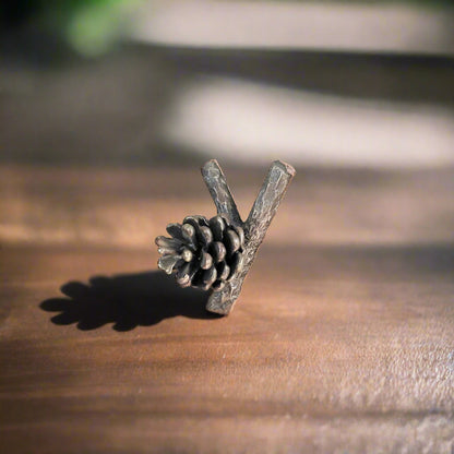 Lodgepole Pinecone Horizontal Y Branch Pull-Small