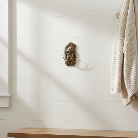 Bronze Mountain scenic backplate with bronze antler hook