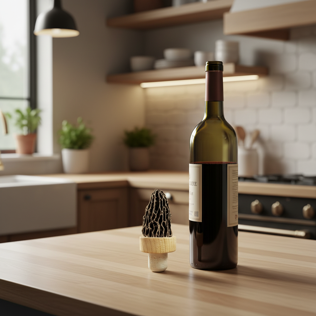 Bronze Morel Mushroom Bottle Stopper