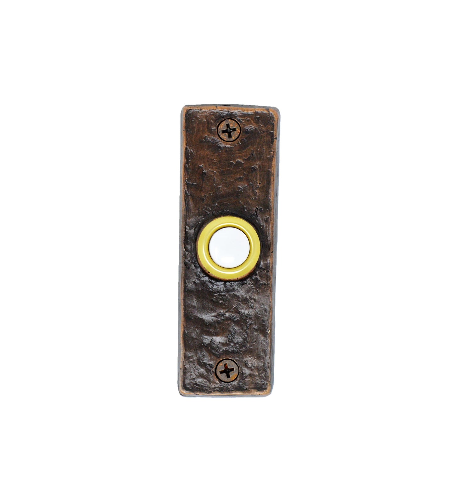 Slim classic bronze doorbell - patina