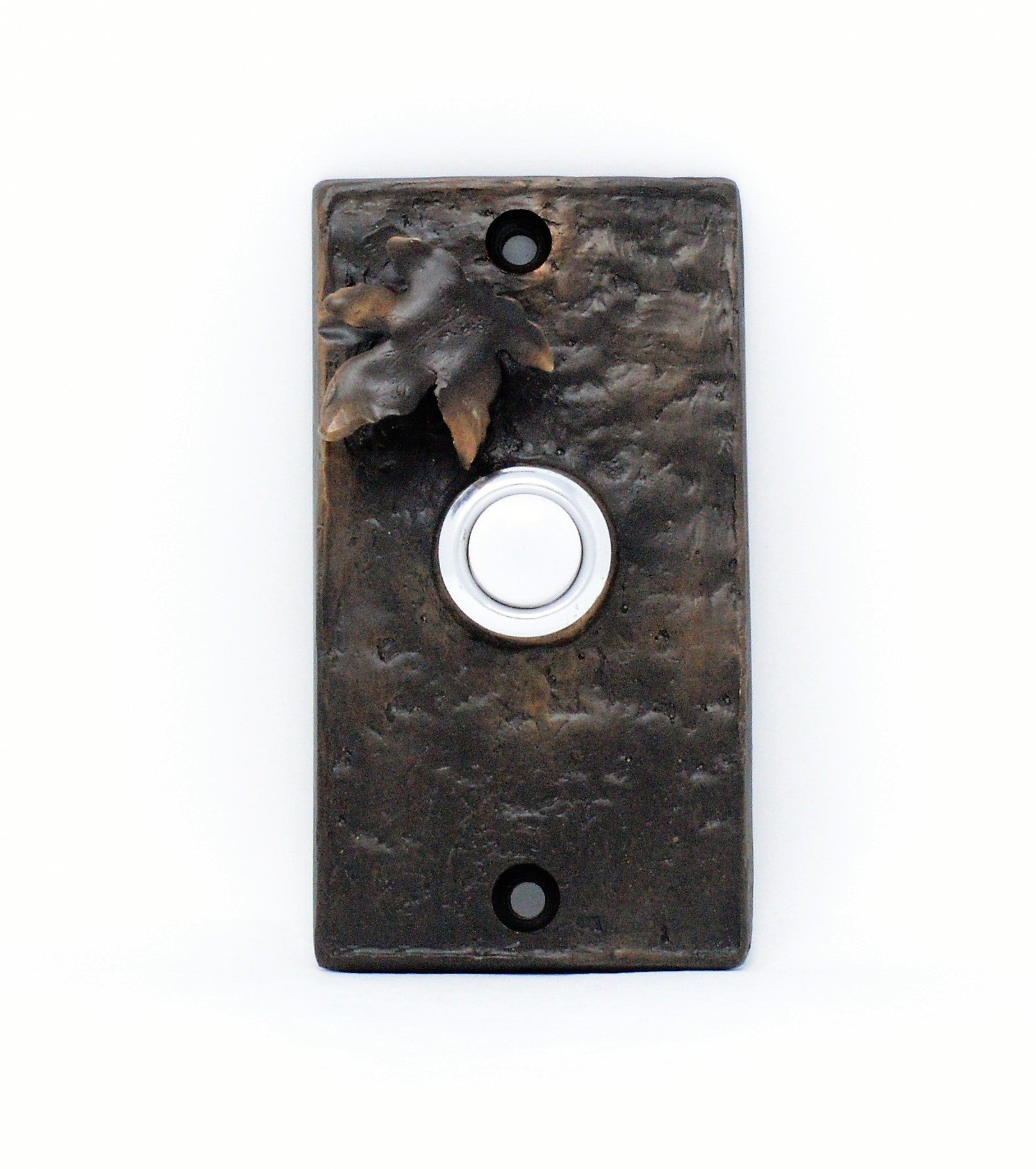 Rectangle Maple Leaf Doorbell | Rustic Bronze Doorbell – Timber Bronze