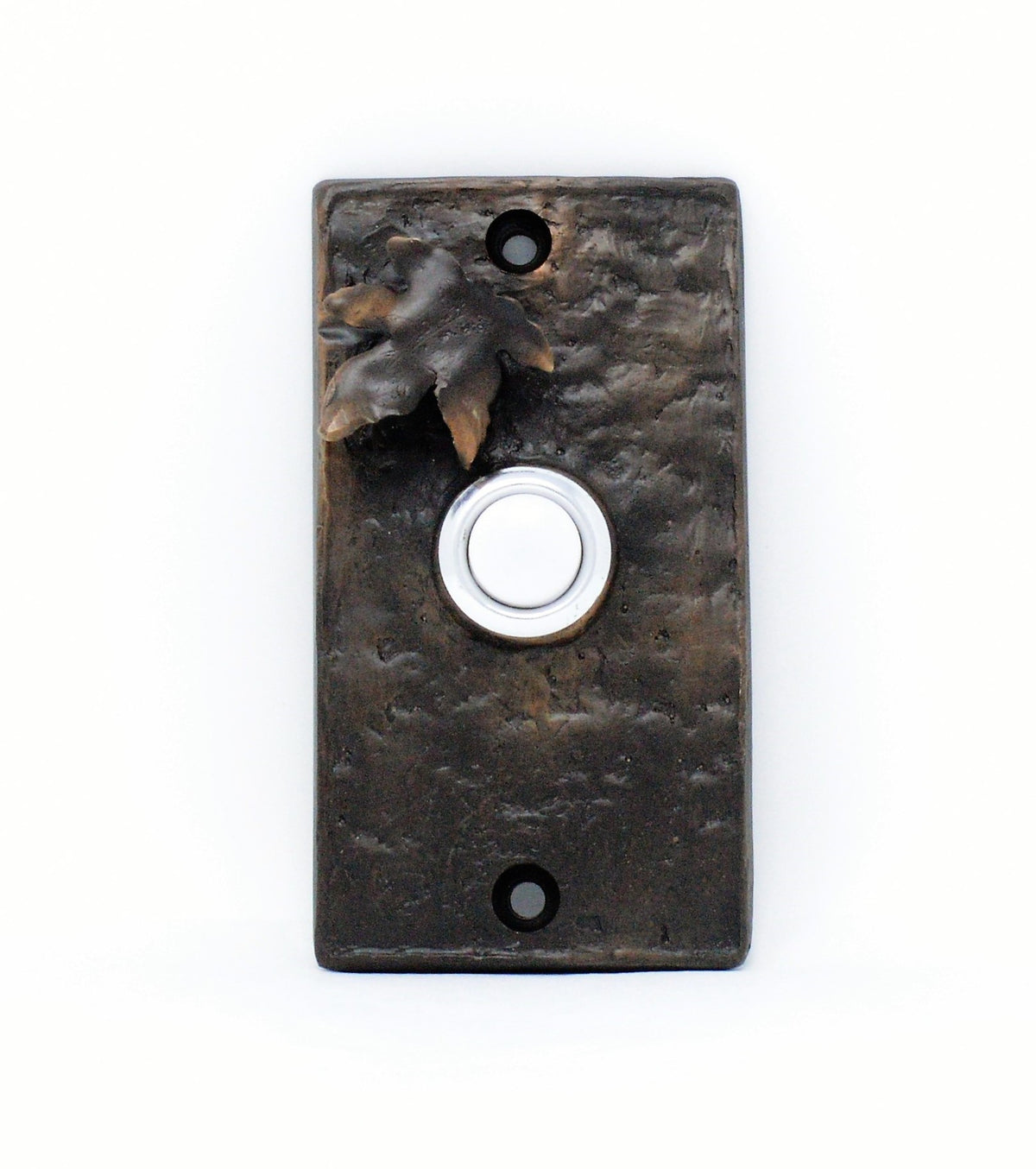 Rectangle Maple Leaf Doorbell | Rustic Bronze Doorbell – Timber Bronze