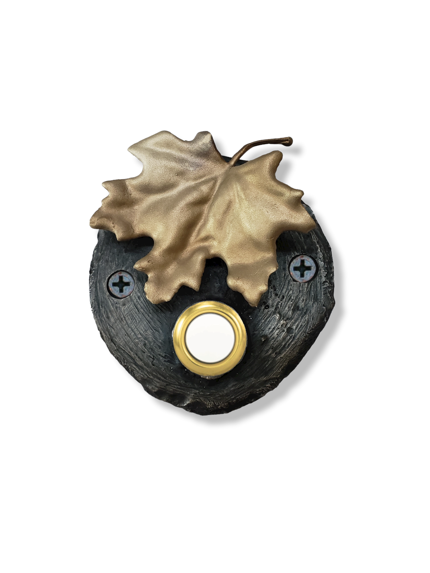Log End Maple Leaf Doorbell - Rustic Bronze Doorbell – timber bronze 53 ...