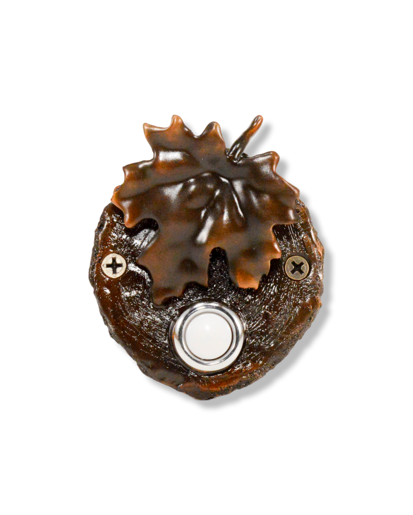 Log End Maple Leaf Doorbell | Rustic Doorbell – Timber Bronze