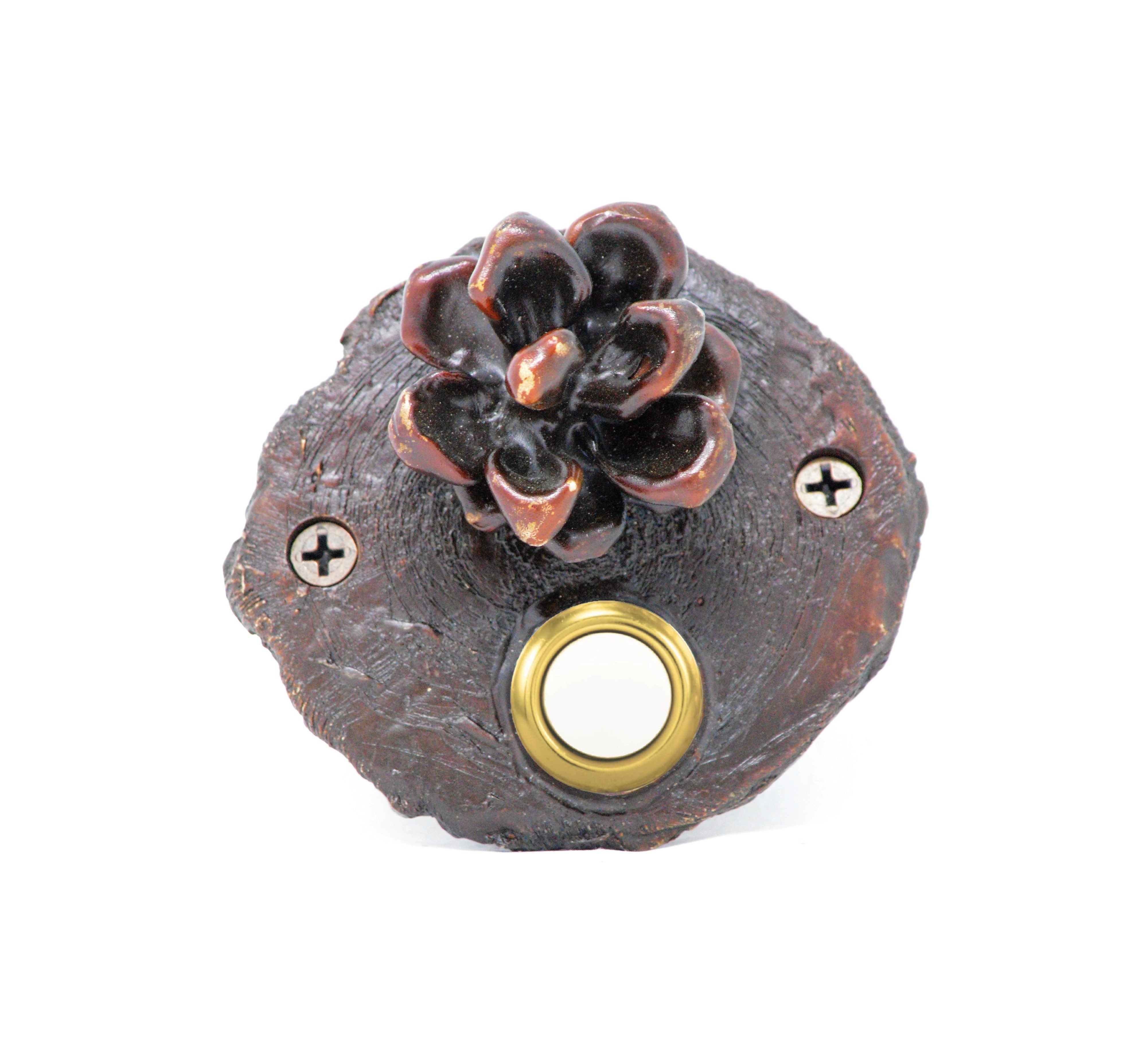 Log End Pinyon Pine Cone Doorbell | Rustic Doorbell – Timber Bronze