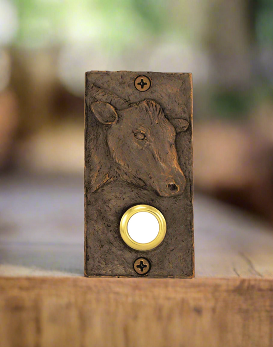 Rectangular Bronze Cow Doorbell