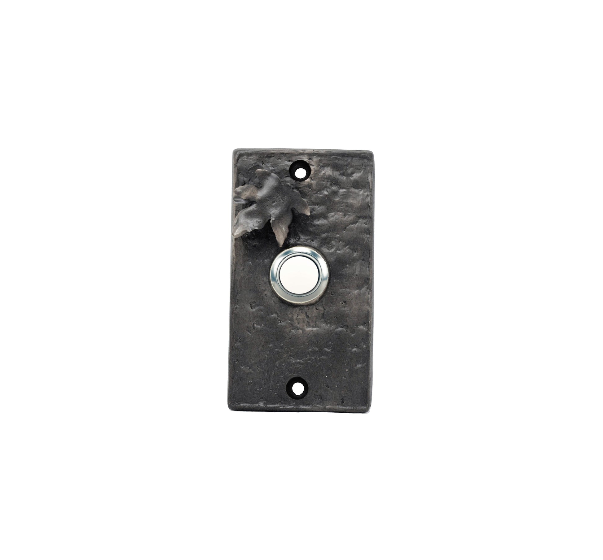 Rectangular rustic bronze maple leaf doorbell
