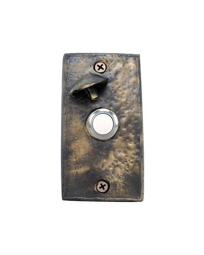 Rectangular toadstool mushroom doorbell - solid bronze