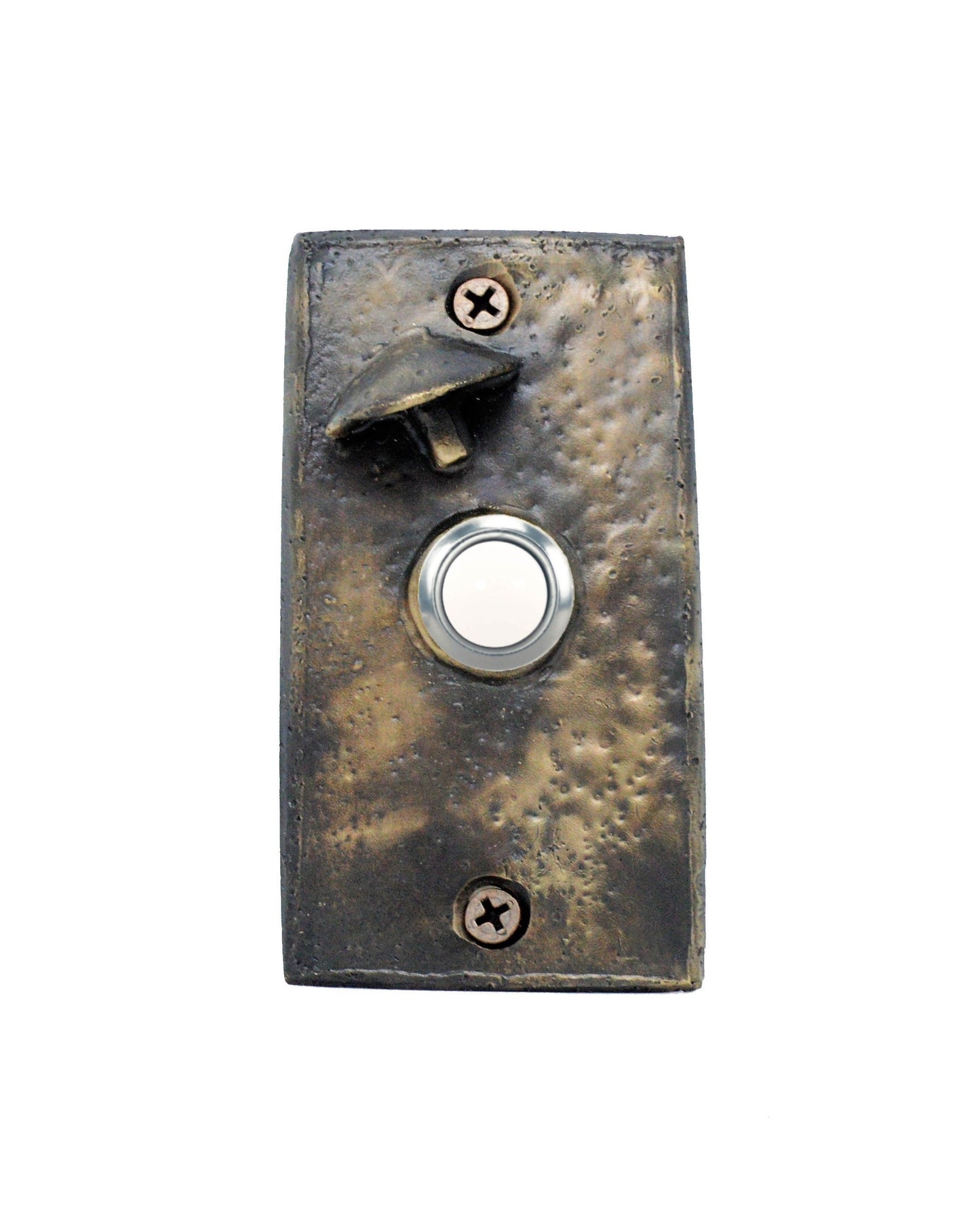Rectangular toadstool mushroom doorbell - solid bronze
