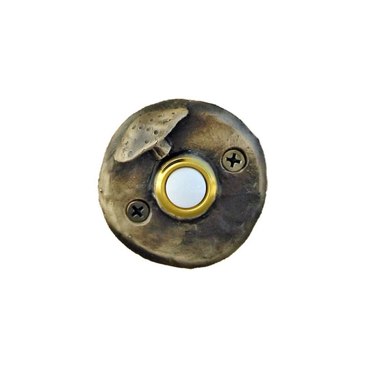 Round toadstool mushroom doorbell in bronze
