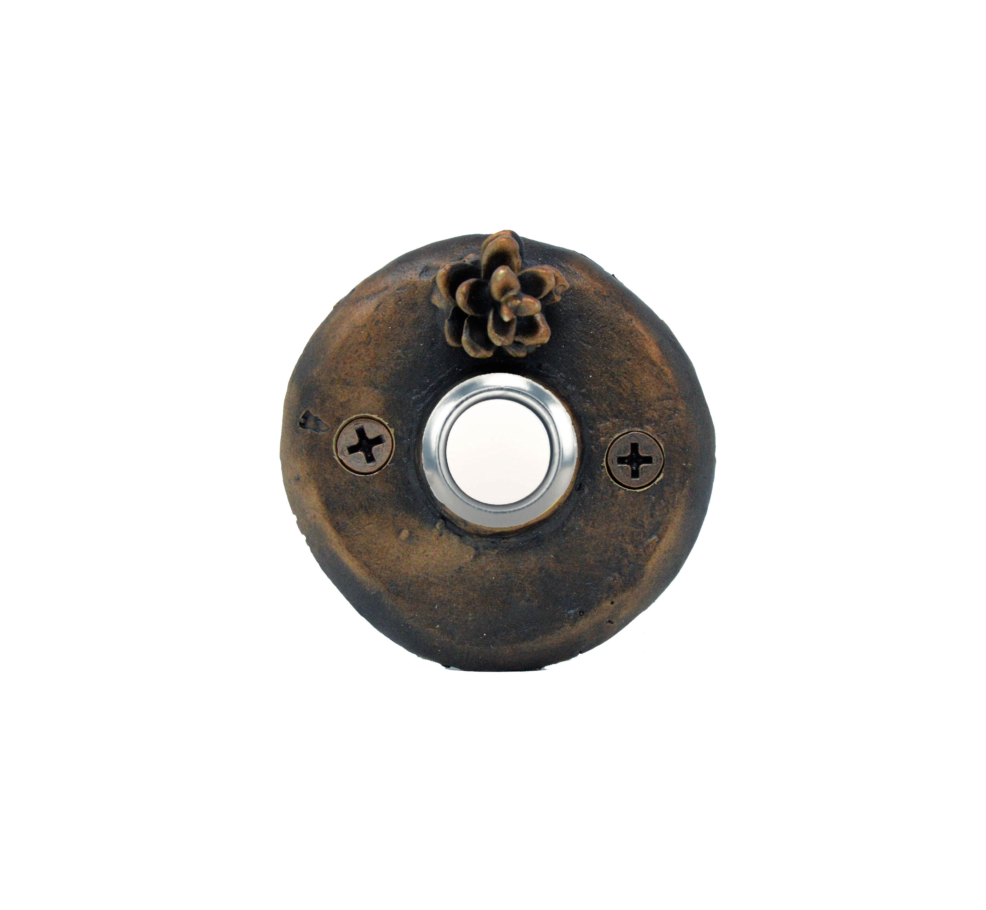 Round Western Hemlock Doorbell | Bronze Rustic Doorbell – Timber Bronze
