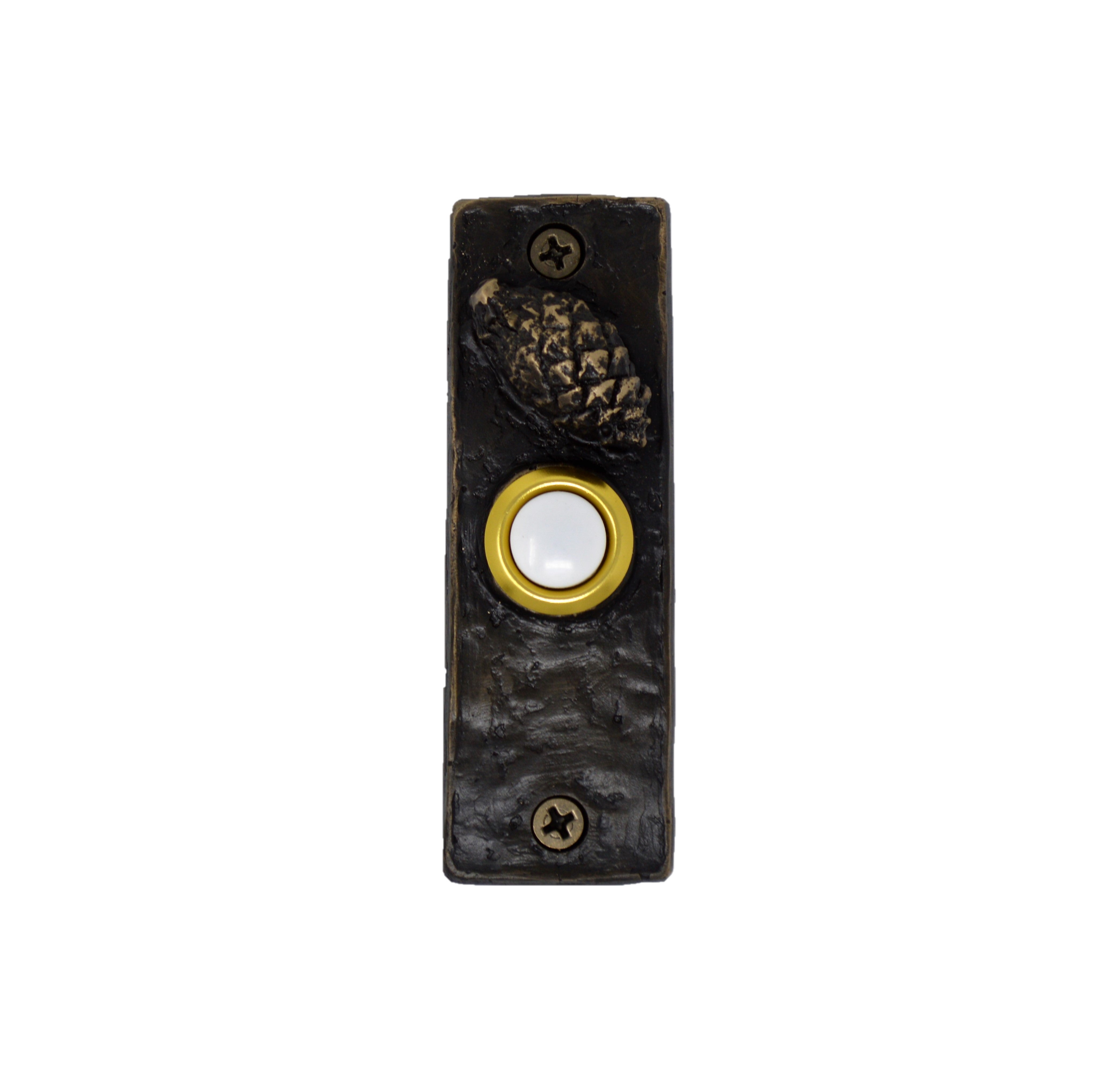 Slim Closed Pine Cone Doorbell | Custom Bronze Rustic Doorbell – Timber ...