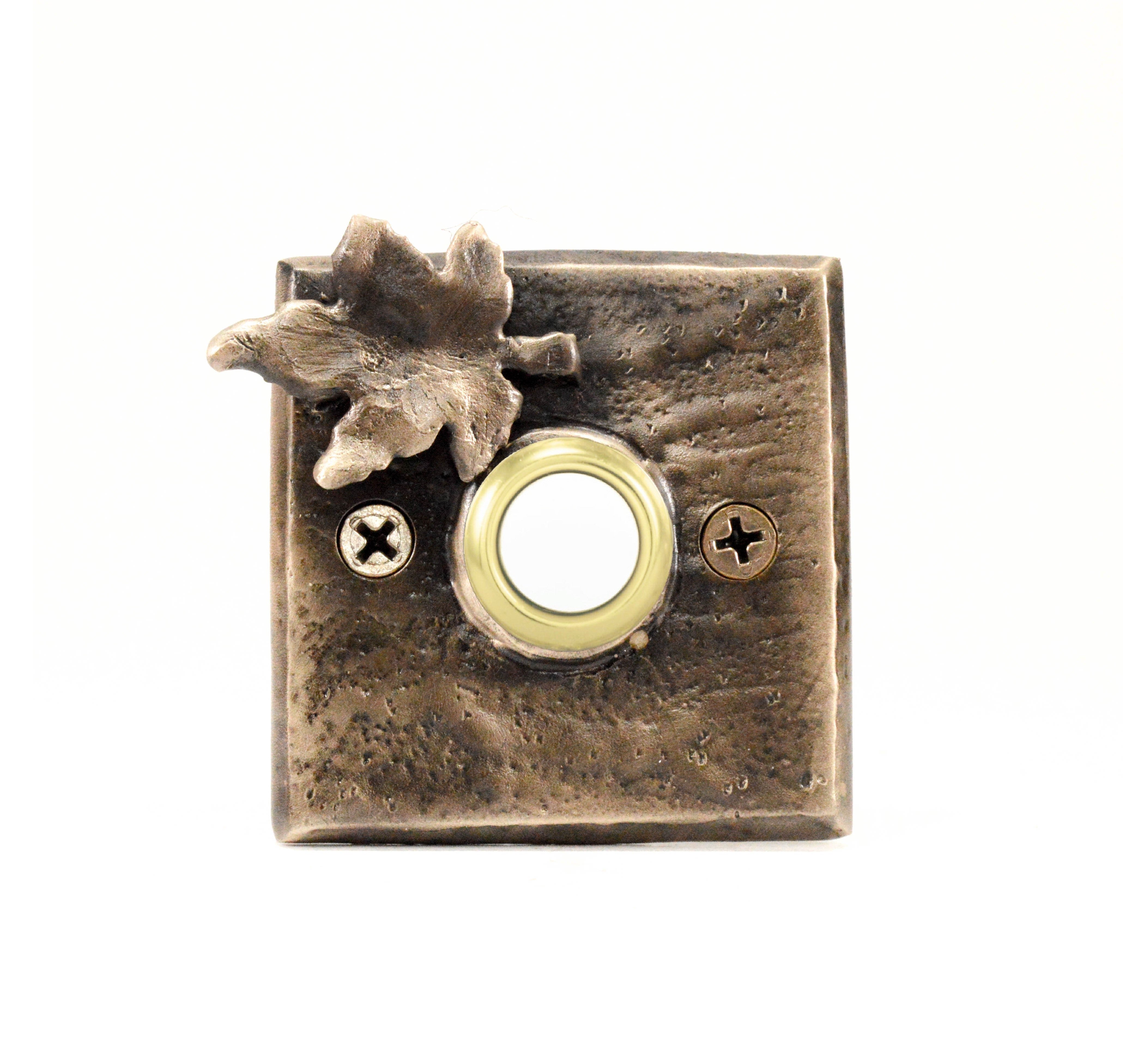 Square Maple Leaf Doorbell | Bronze Rustic Doorbell – Timber Bronze