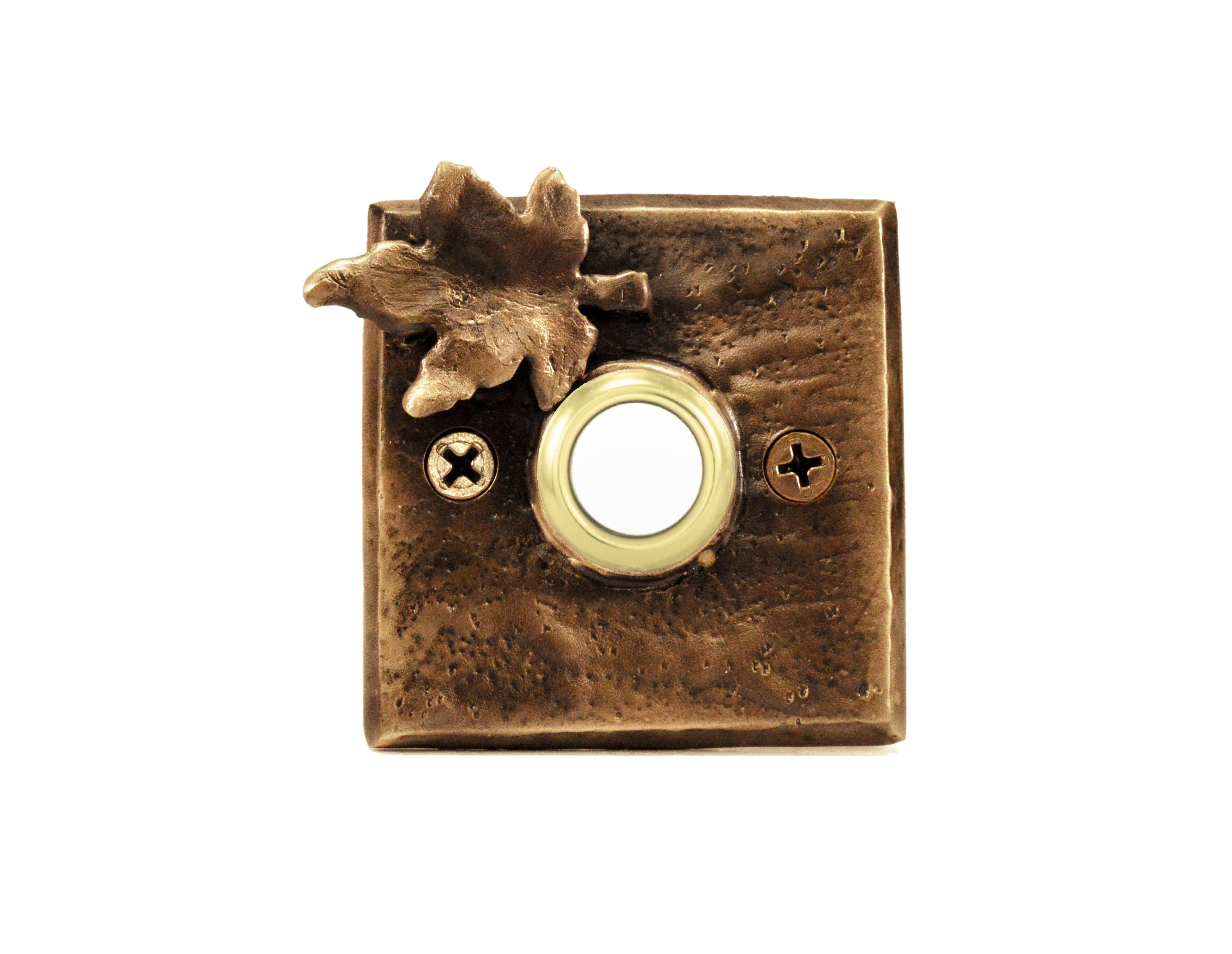 Square Maple Leaf Doorbell | Bronze Rustic Doorbell – Timber Bronze