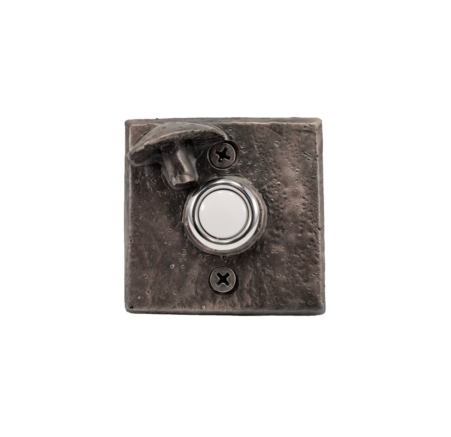 Square bronze doorbell with toadstool mushroom