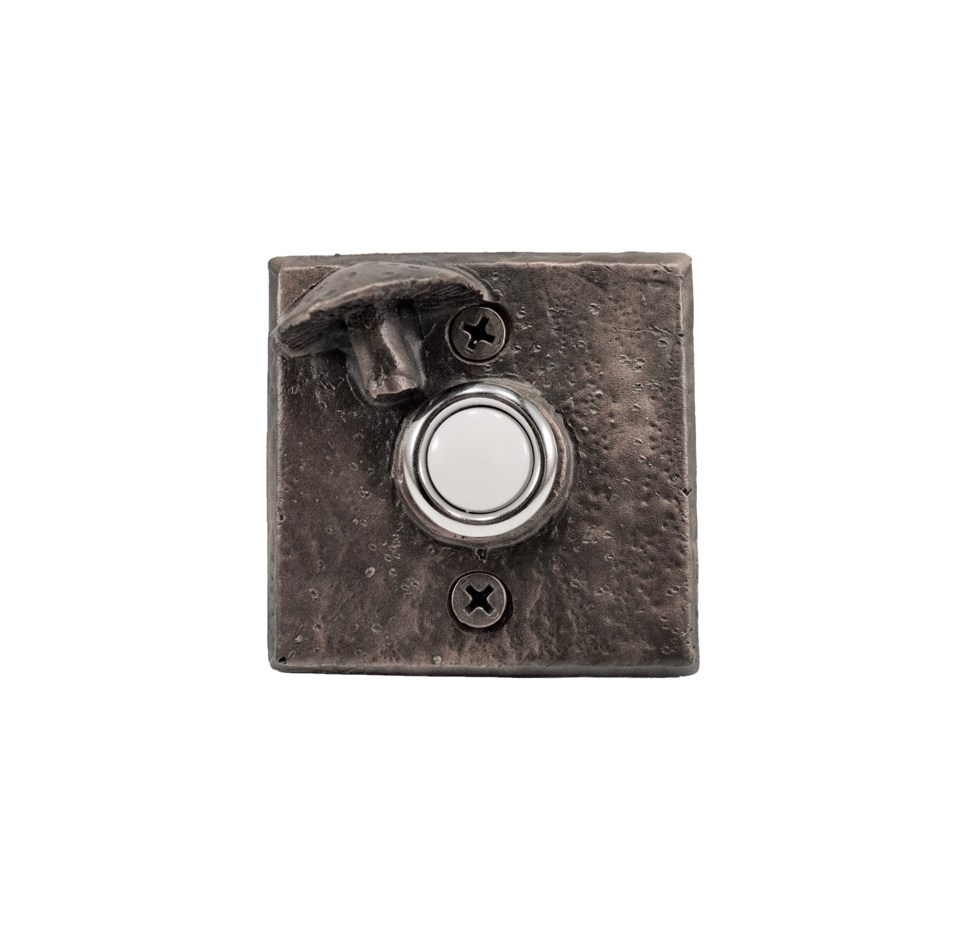 Square bronze doorbell with toadstool mushroom