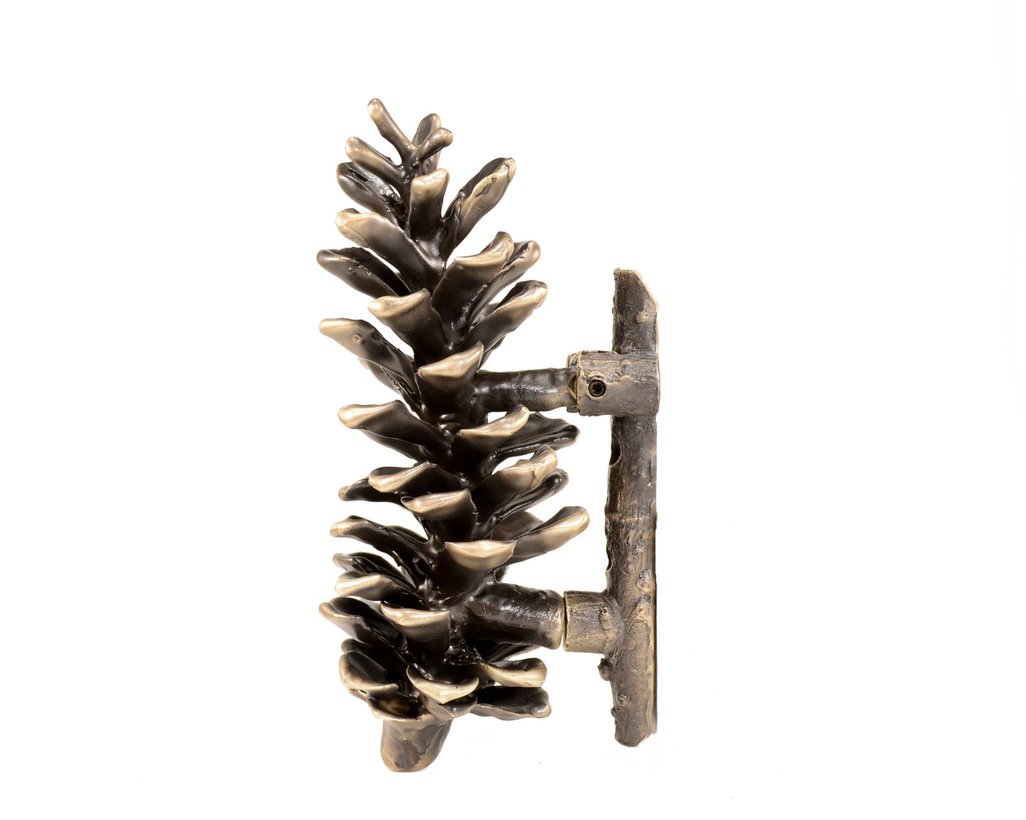 White pine cone bronze door knocker