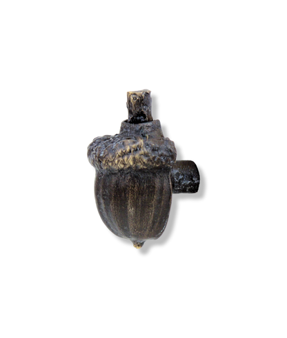 Bronze acorn cabinet knob with stem. Side view.