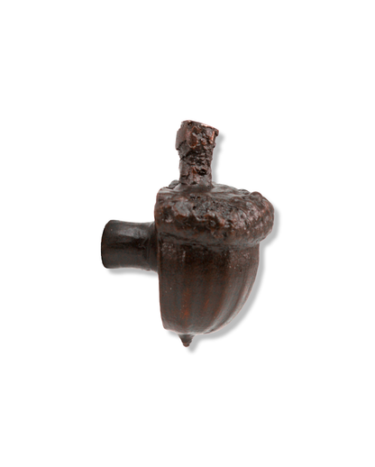 Bronze acorn cabinet knob with stem. Side view. 
