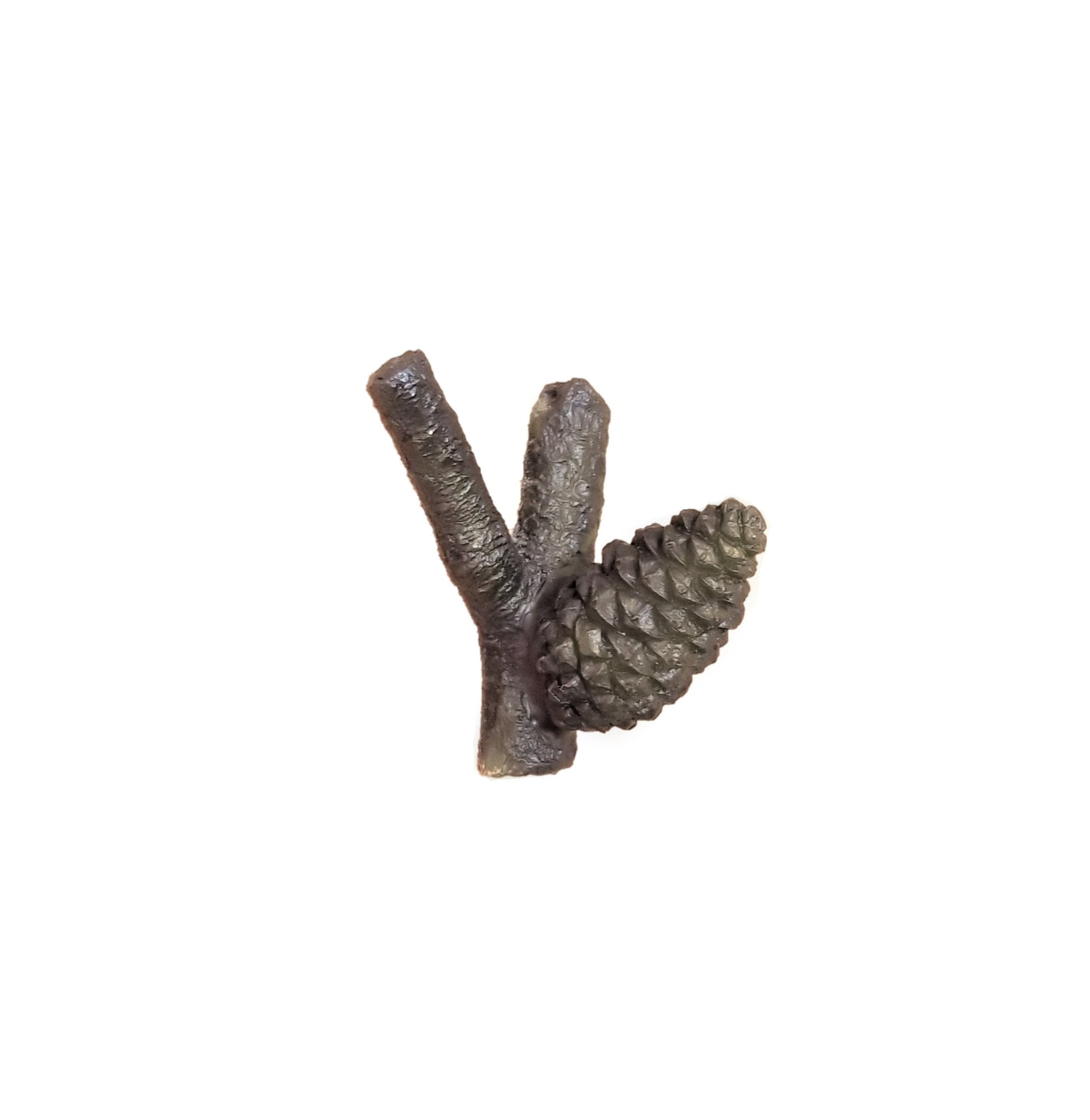 Bronze cabinet knob is Y-Branch and pine cone