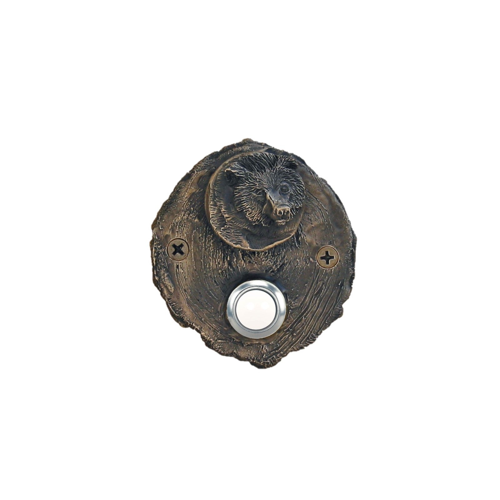 Log End Bear Doorbell | Rustic Bronze Bear Doorbell – Timber Bronze