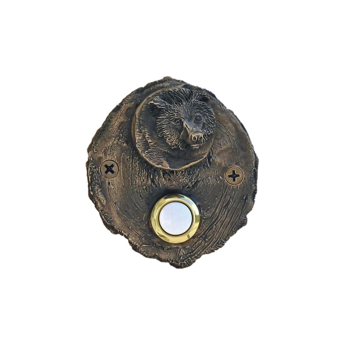 Log End Bear Doorbell | Timber Bronze | Oregon
