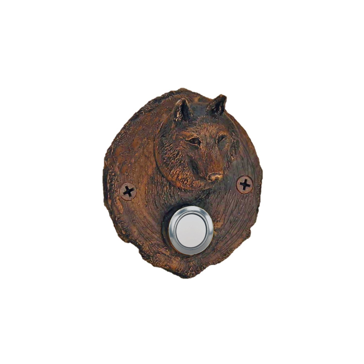 Log End Wolf Doorbell | Timber Bronze | Oregon