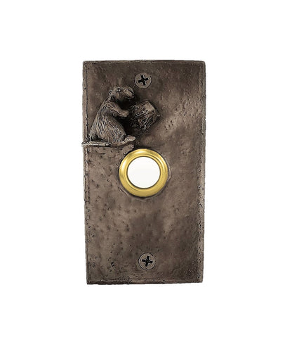 Rectangular bronze beaver doorbell