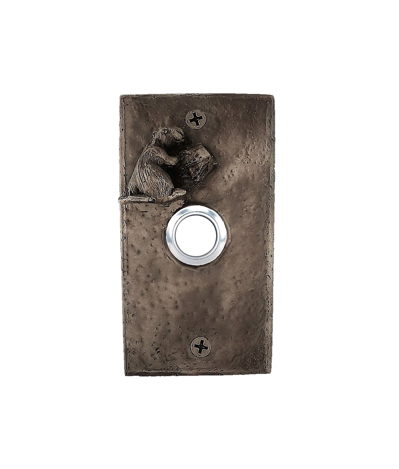 Bronze doorbell, rectangular shape with beaver