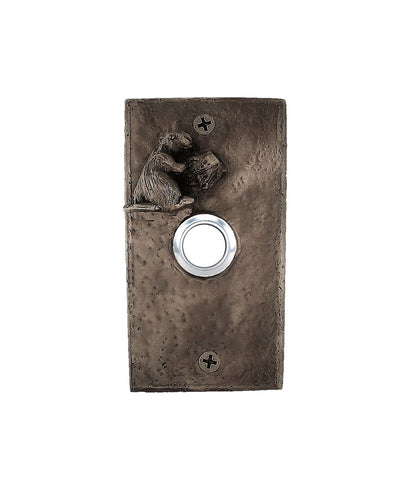 Beaver doorbell in rectangular shape - Solid bronze