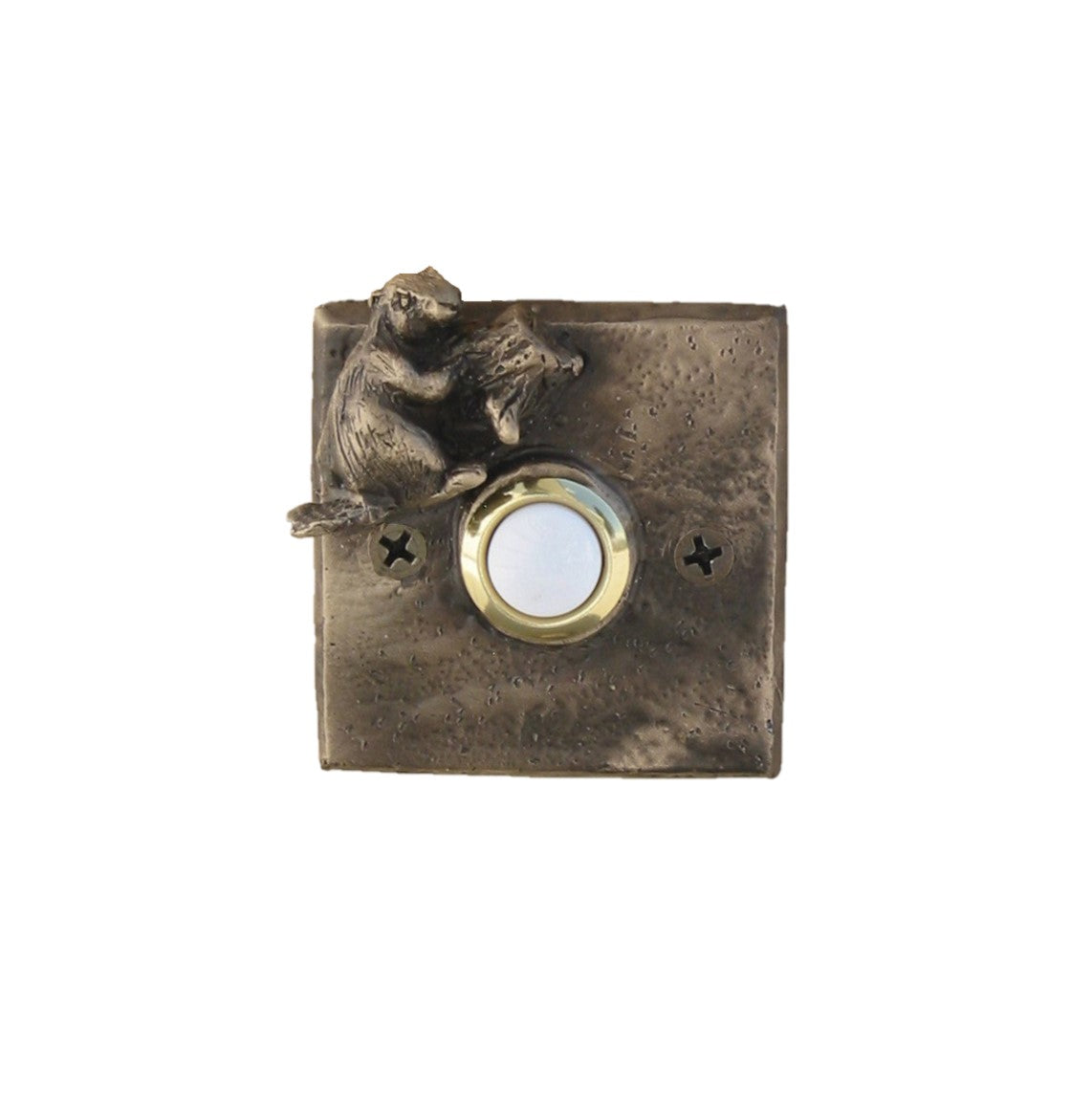 Square Beaver Doorbell | Rustic Bronze Doorbell – Timber Bronze