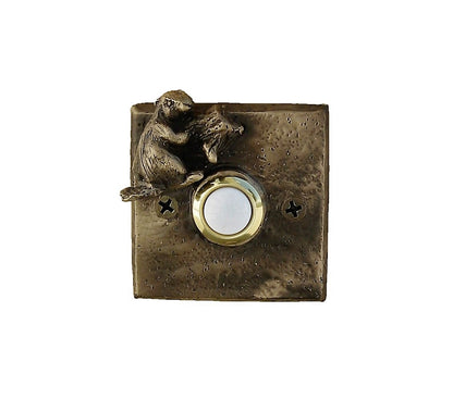 Sqaure rustic doorbell plate with beaver gnawing on a branch