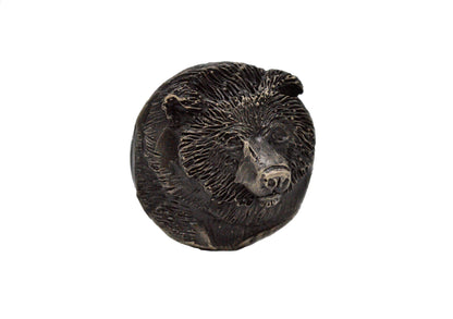 Cabinet knob made of bronze with bear face.