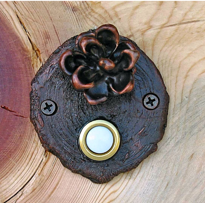 Pinyon Pine Cone Log End Doorbell (1) | Timber Bronze | Oregon